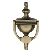 RR912 195-AT Heritage Brass Reeded Urn Knocker 7 1/4" Antique Brass finish