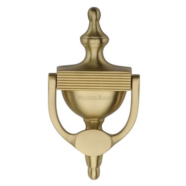 Click Here To Enlarge This Photo Of RR912 195-SB Heritage Brass Reeded Urn Knocker 7 1/4" Satin Brass finish