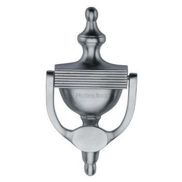 Click Here To Enlarge This Photo Of RR912 195-SC Heritage Brass Reeded Urn Knocker 7 1/4" Satin Chrome finish