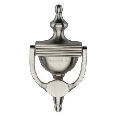 Click Here To Enlarge This Photo Of RR912 195-SN Heritage Brass Reeded Urn Knocker 7 1/4" Satin Nickel finish