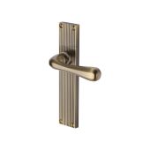 RR3010-AT Heritage Brass Charlbury Reeded Backplate Lever Latch Antique Brass finish