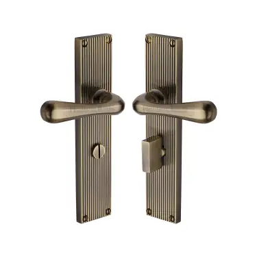 Click Here To Enlarge This Photo Of RR3030-AT Heritage Brass Charlbury Reeded Backplate Bathroom Set Antique Brass finish