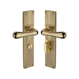 RR3030-PB Heritage Brass Charlbury Reeded Backplate Bathroom Set Polished Brass finish