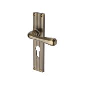 RR3048-AT Heritage Brass Charlbury Reeded Backplate Euro Profile Antique Brass finish