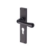 RR3048-MB Heritage Brass Charlbury Reeded Backplate Euro Profile Matt Bronze finish