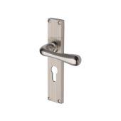 RR3048-SN Heritage Brass Charlbury Reeded Backplate Euro Profile Satin Nickel finish