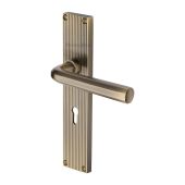 RR3700-AT Heritage Brass Octave Reeded Backplate Lever Lock Antique Brass finish