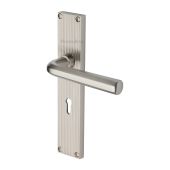 RR3700-SN Heritage Brass Octave Reeded Backplate Lever Lock Satin Nickel finish