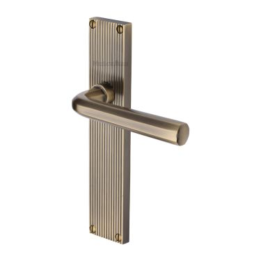 Click Here To Enlarge This Photo Of RR3710-AT Heritage Brass Octave Reeded Backplate Lever Latch Antique Brass finish