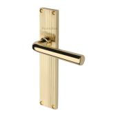 RR3710-PB Heritage Brass Octave Reeded Backplate Lever Latch Polished Brass finish
