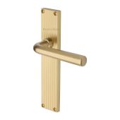 RR3710-SB Heritage Brass Octave Reeded Backplate Lever Latch Satin Brass finish