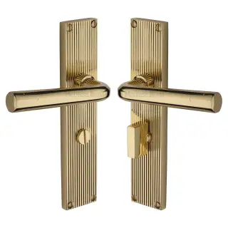 RR3730-PB Heritage Brass Octave Reeded Backplate Bathroom Set Polished Brass finish