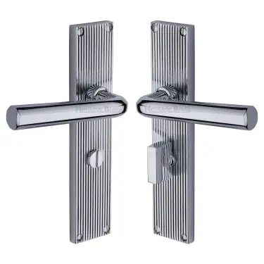 Click Here To Enlarge This Photo Of RR3730-PC Heritage Brass Octave Reeded Backplate Bathroom set Polished Chrome finish