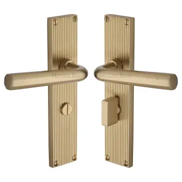 Click Here To Enlarge This Photo Of RR3730-SB Heritage Brass Octave Reeded Backplate Bathroom Set Satin Brass finish
