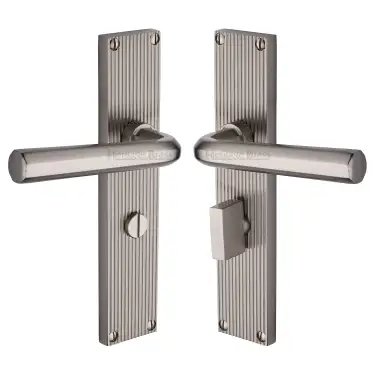 Click Here To Enlarge This Photo Of RR3730-SN Heritage Brass Octave Reeded Backplate Bathroom Set Satin Nickel finish