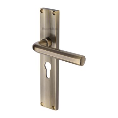 Click Here To Enlarge This Photo Of RR3748-AT Heritage Brass Octave Reeded Backplate Europrofile Antique Brass finish