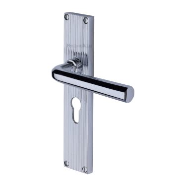 Click Here To Enlarge This Photo Of RR3748-PC Heritage Brass Octave Reeded Backplate Euro Profile Polished Chrome finish