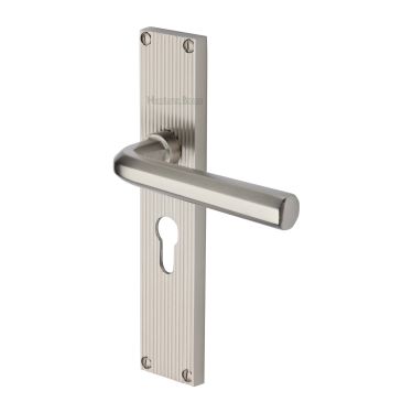 Click Here To Enlarge This Photo Of RR3748-SN Heritage Brass Octave Reeded Backplate Europrofile Satin Nickel finish