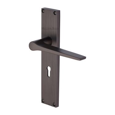 Click Here To Enlarge This Photo Of RR4700-MB Heritage Brass Gio Reeded Backplate Lever Lock Matt Bronze finish