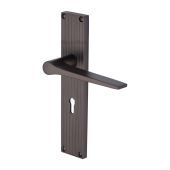 RR4700-MB Heritage Brass Gio Reeded Backplate Lever Lock Matt Bronze finish