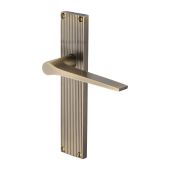 RR4710-AT Heritage Brass Gio Reeded Lever Latch Antique Brass finish
