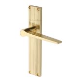 RR4710-PB Heritage Brass Gio Reeded Lever Latch Polished Brass finish