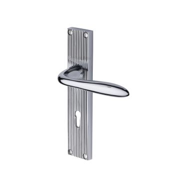 Click Here To Enlarge This Photo Of RR5000-PC Heritage Brass Sutton Reeded Lever Lock Polished Chrome finish