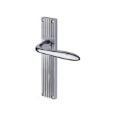 RR5010-PC Heritage Brass Sutton Reeded Lever Latch Polished Chrome finish