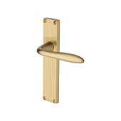 RR5010-SB Heritage Brass Sutton Reeded Backplate Lever Latch Satin Brass finish