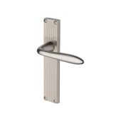 RR5010-SN Heritage Brass Sutton Reeded Backplate Lever Latch Satin Nickel finish