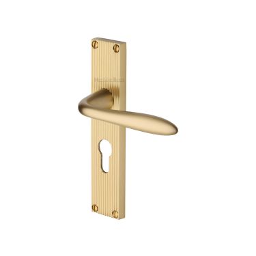 Click Here To Enlarge This Photo Of RR5048-SB Heritage Brass Sutton Reeded Euro Profile Satin Brass finish