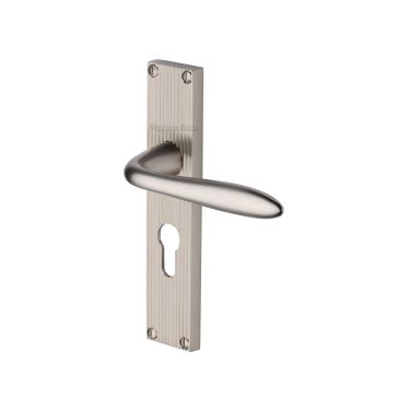Click Here To Enlarge This Photo Of RR5048-SN Heritage Brass Sutton Reeded Euro Profile Satin Nickel finish
