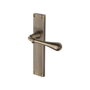 Click Here To Enlarge This Photo Of RR6010-AT Heritage Brass Roma Reeded Backplate Lever Latch Antique Brass finish