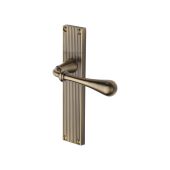 RR6010-AT Heritage Brass Roma Reeded Backplate Lever Latch Antique Brass finish