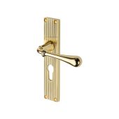 RR6048-PB Heritage Brass Roma Reeded Backplate Euro Profile Polished Brass finish