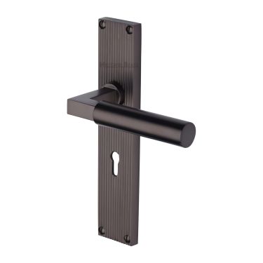 Click Here To Enlarge This Photo Of RR7300-MB Heritage Brass Bauhaus Reeded Backplate Lever Lock Matt Bronze finish
