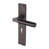 RR7300-MB Heritage Brass Bauhaus Reeded Backplate Lever Lock Matt Bronze finish