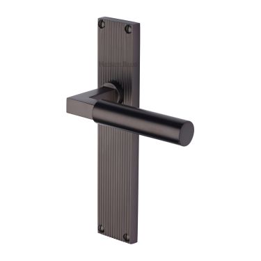 Click Here To Enlarge This Photo Of RR7310-MB Heritage Brass Bauhaus Reeded Backplate Lever Latch Matt Bronze finish