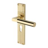 RR7348-PB Heritage Brass Bauhaus Reeded Backplate Europrofile Polished Brass finish