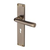 VT5900-AT Heritage Brass Octave Lever Lock Door Handle on 200mm Plate Antique Brass finish