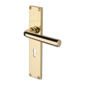 VT5900-PB Heritage Brass Octave Lever Lock Door Handle on 200mm Plate Polished Brass finish
