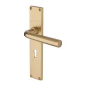 VT5900-SB Heritage Brass Octave Lever Lock Door Handle on 200mm Plate Satin Brass finish
