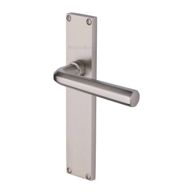 Click Here To Enlarge This Photo Of VT5910-SN Heritage Brass Octave Lever Latch Door Handle on 200mm Plate Satin Nickel finish
