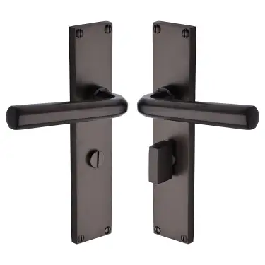 Click Here To Enlarge This Photo Of VT5930-MB Heritage Brass Octave Bathroom Set Door Handle on 200mm Plate Matt Bronze finish