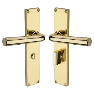 VT5930-PB Heritage Brass Octave Bathroom Set Door Handle on 200mm Plate Polished Brass finish
