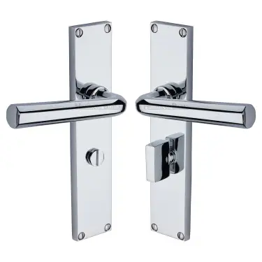 Click Here To Enlarge This Photo Of VT5930-PC Heritage Brass Octave Bathroom Set Door Handle on 200mm Plate Polished Chrome finish