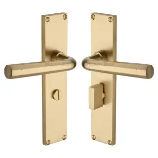 VT5930-SB Heritage Brass Octave Bathroom Set Door Handle on 200mm Plate Satin Brass finish