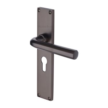 Click Here To Enlarge This Photo Of VT5948-MB Heritage Brass Octave Euro Profile Door Handle on 200mm Plate Matt Bronze finish