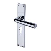 VT5948-PC Heritage Brass Octave Euro Profile Door Handle on 200mm Plate Polished Chrome finish
