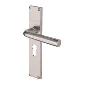 VT5948-SN Heritage Brass Octave Euro Profile Door Handle on 200mm Plate Satin Nickel finish